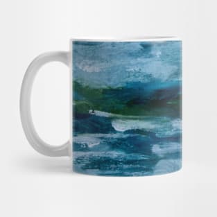 Abstract Blue and Green Ocean Wave Mug